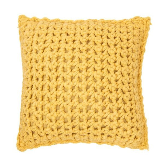 Oreiller européen en tricot jaune GUMMY  26'' X 26''  Par Brunelli coussins  ,disponible chez Literie-Déco et moi 