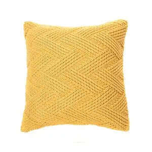 Oreiller européen en tricot jaune ZIG ZAG (25'' x 25'')- Par Brunelli - coussins Brunelli - Literie-Déco et moi 