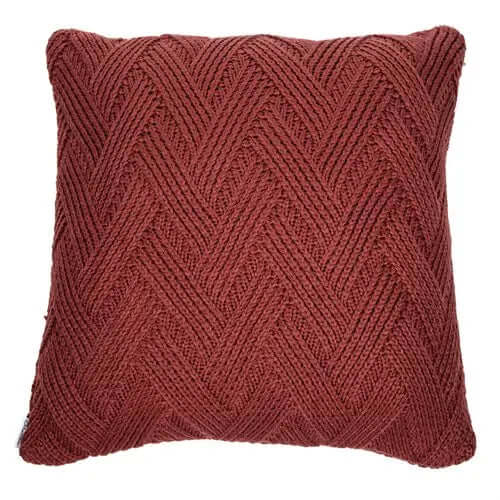 Oreiller européen en tricot terracotta ZIG ZAG (25'' x 25'')-Par Brunelli coussins  ,disponible chez Literie-Déco et moi 