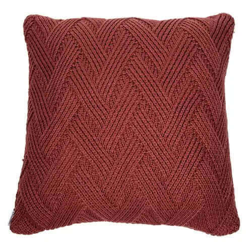 Oreiller européen en tricot terracotta ZIG ZAG (25'' x 25'')-Par Brunelli - coussins Brunelli - Literie-Déco et moi 