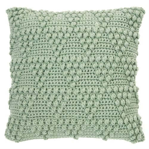 Oreiller européen en tricot vert sauge BUBBLE ( 25'' X 25'' ) - Par Brunelli - Literie - Déco et moi