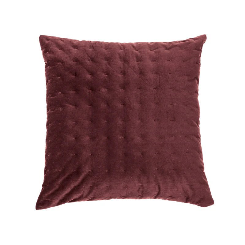 Oreiller européen en velours bourgogne RIAD- Par Brunelli coussins  ,disponible chez Literie-Déco et moi 