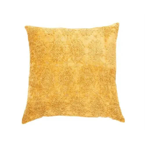 Oreiller européen en velours jacquard jaune moutarde TORO ( 25'' x 25'')-Par Brunelli - coussins Brunelli - Literie-Déco et moi