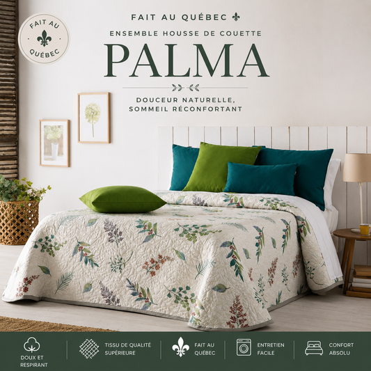 (Fait au Québec) Ensemble housse de couette PALMA - Housse de couette CHÉNÉ - Literie-Déco et moi 