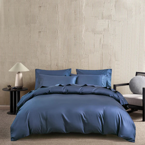 Housse de couette en coton PIMA ( 400 fils )- Bleu marin Housse de couette  ,disponible chez Literie-Déco et moi 