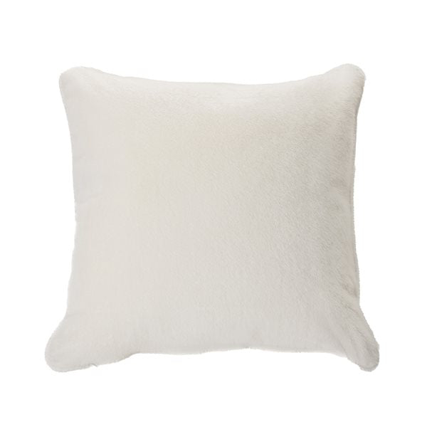 Coussin décoratif en fausse fourrure crème POLUX  18'' x 18''- Par Brunelli coussins  ,disponible chez Literie-Déco et moi 