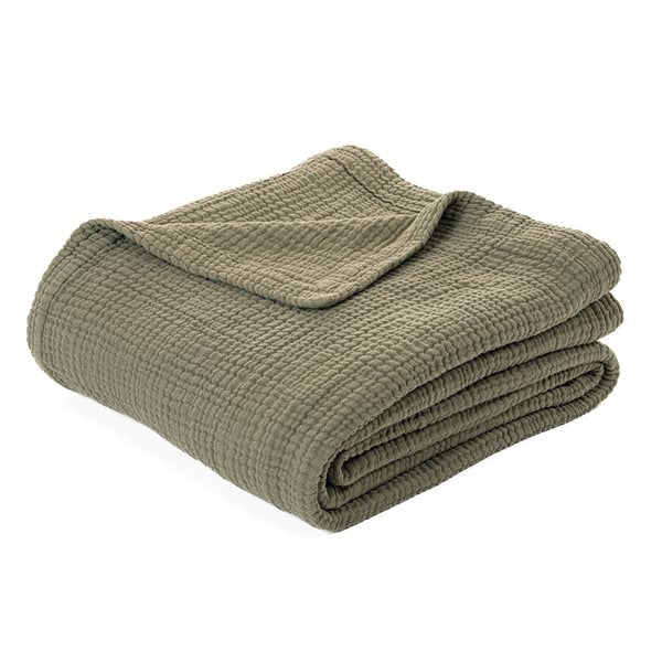 Jeté olive POPEYE- Par  Brunelli-  ( livraison printemps 2025 ) Jeté  ,disponible chez Literie-Déco et moi 
