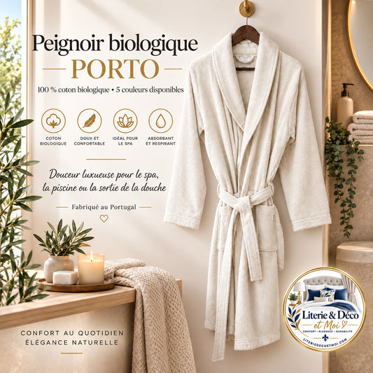 Peignoirs biologique PORTO( 5 couleurs disponibles ) - PEIGNOIR Cuddle Down - Literie-Déco et moi 