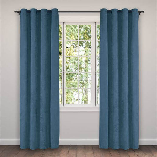 Rideau en velours côtelé bleu CORDUROY-  Par Brunelli - rideau Brunelli - Literie-Déco et moi 