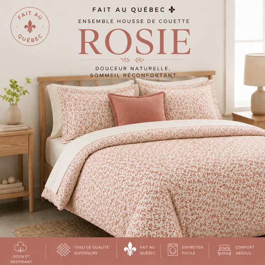 Fait au Québec Ensemble de literie ROSIE ( Fleuri) - Housse de couette Chéné-Sasseville - Literie-Déco et moi 