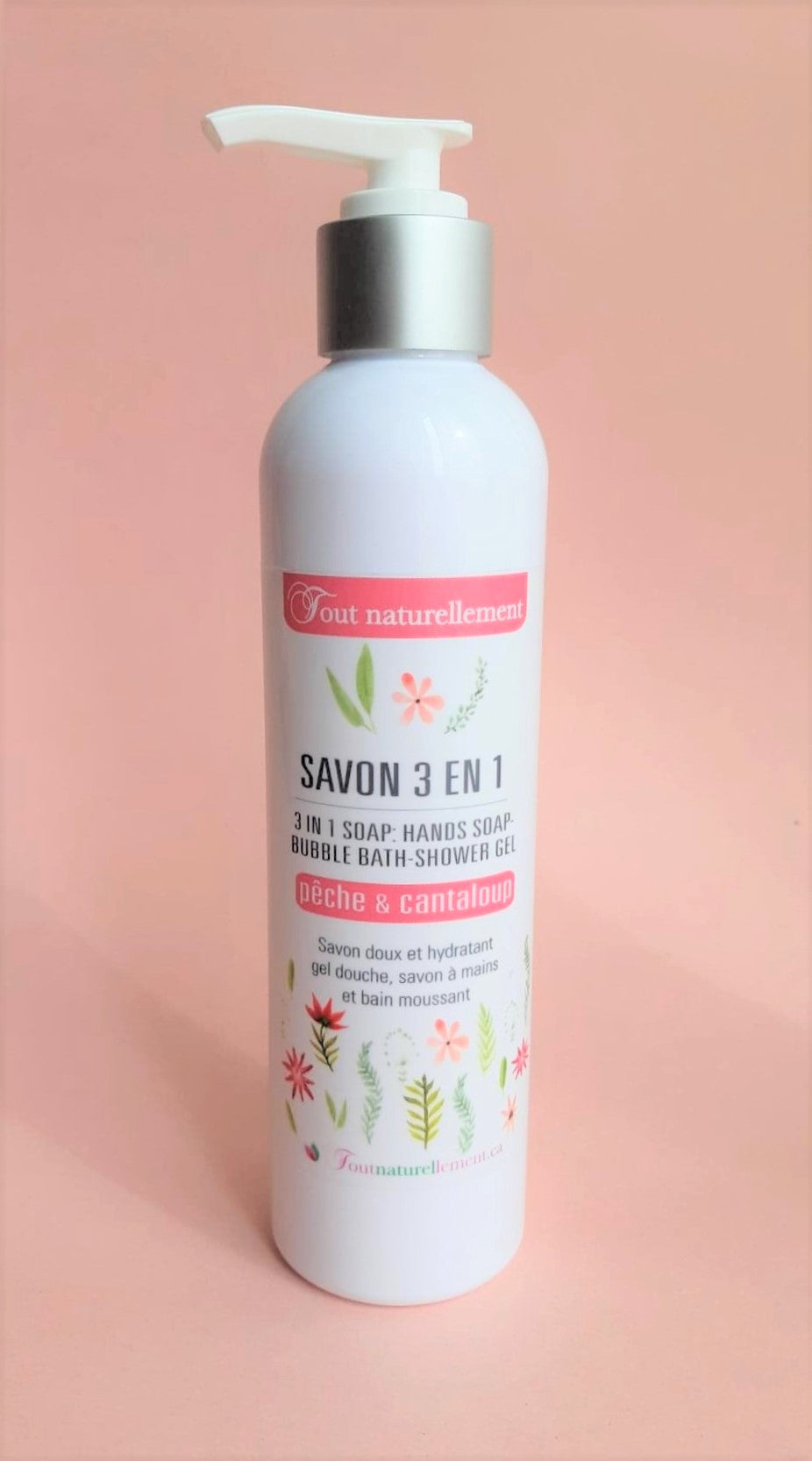 Savon liquide 3 en 1-Savon mains- Gel douche- Bain moussant Savon nettoyant  ,disponible chez Literie-Déco et moi 