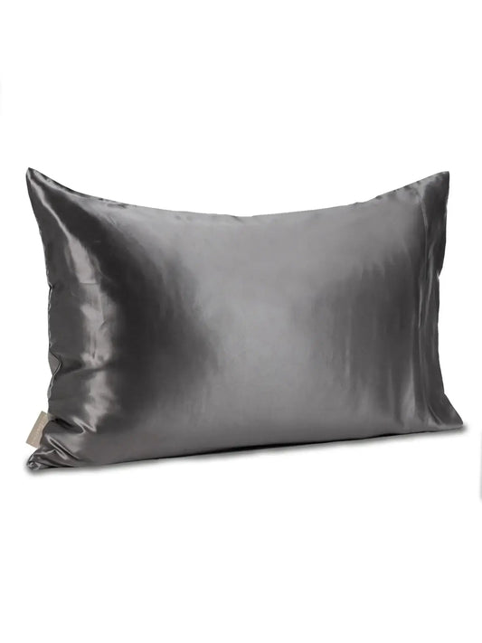 Taie oreiller en  soie de mûrier- Ardoise taies  ,disponible chez Literie-Déco et moi 