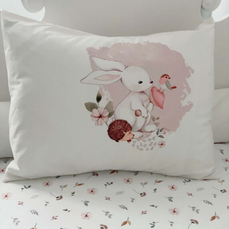 ( Fait au Québec) Ensemble de literie pour bébé- ANIMAUX DE LA FORET (Rose ) - housses de couette bébé Atelier la Fée - Literie-Déco et moi 