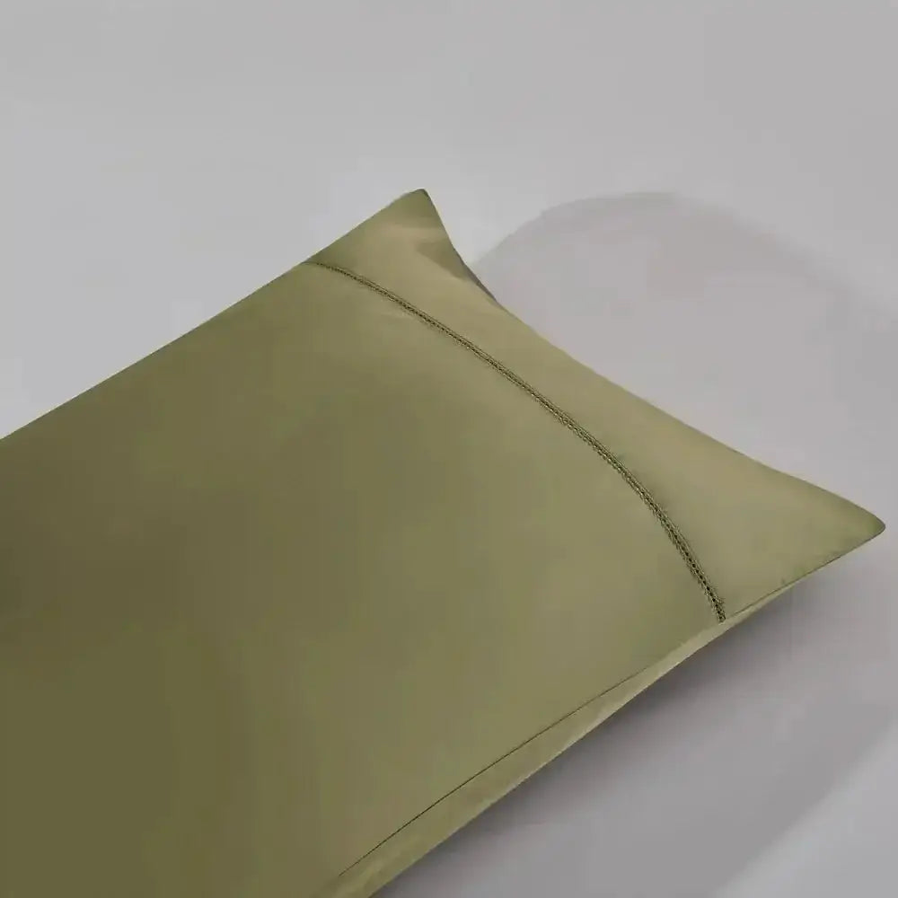 Taies d'oreiller coton PIMA 400fils (Paquet de 2) - Vert Mousse - Literie - Déco et moi