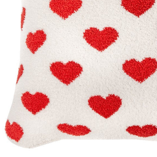 Coussin ivoire à coeurs rouges Tenderness ( 18'' X 18'')- Par Brunelli (ARRIVAGE MI-OCTOBRE ) - Coussins Brunelli - Literie-Déco et moi 
