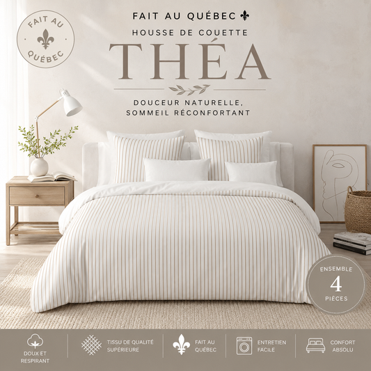 (Fait au Québec) Housse de couette THÉA(Ensemble 4 pièces) - Housse de couette CHÉNÉ - Literie-Déco et moi 