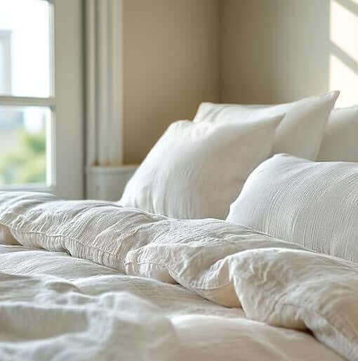 Housse de couette 100% lin français (165 GSM) - Blanc Housse de couette  ,disponible chez Literie-Déco et moi 