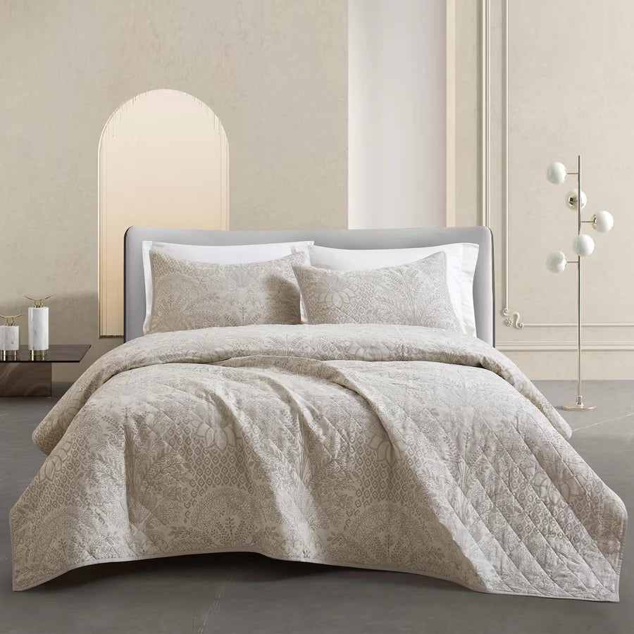 Ensemble courtepointe tissée Timeless Heritage ( Taupe )