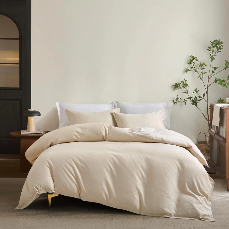 Ensemble douillette motifs géométriques Ventona( Beige ) - Douillette NS - Literie-Déco et moi 
