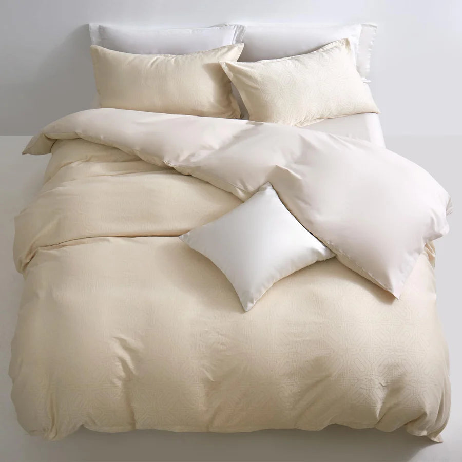 Ensemble douillette motifs géométriques Ventona( Beige ) - Douillette NS - Literie-Déco et moi 