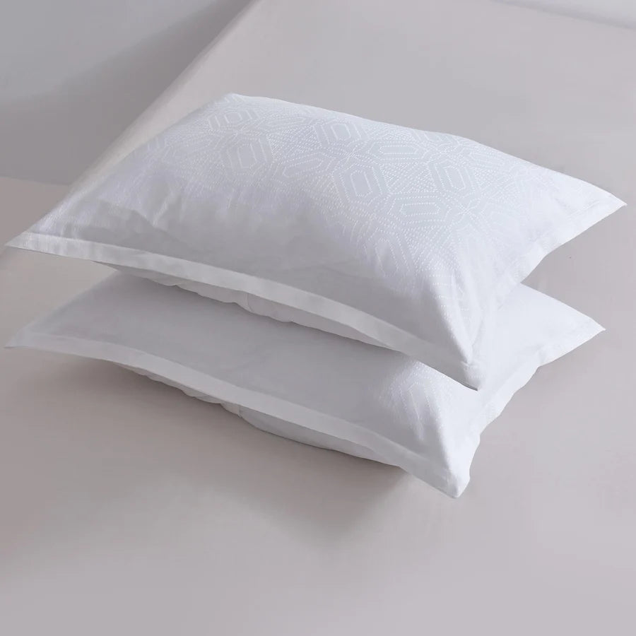 Ensemble housse de couette motifs géométriques Ventona ( Blanc )