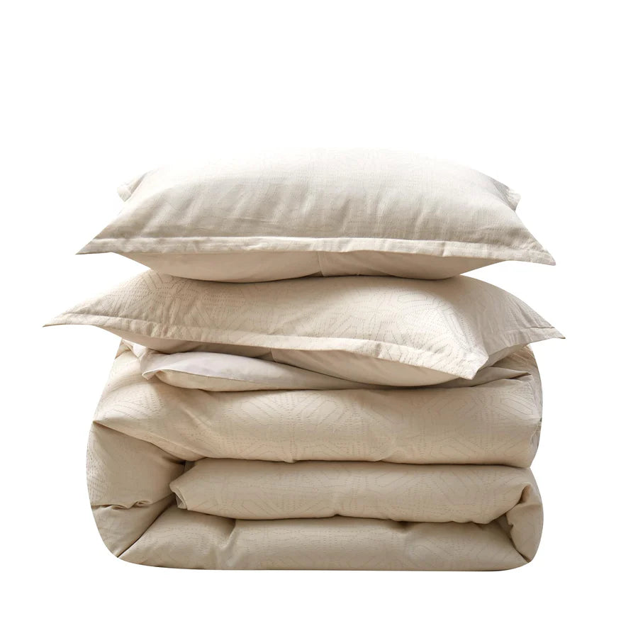 Ensemble housse de couette motifs géométriques Ventona ( Beige )
