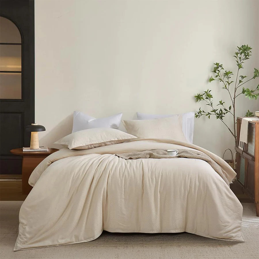 Ensemble housse de couette motifs géométriques Ventona ( Beige )