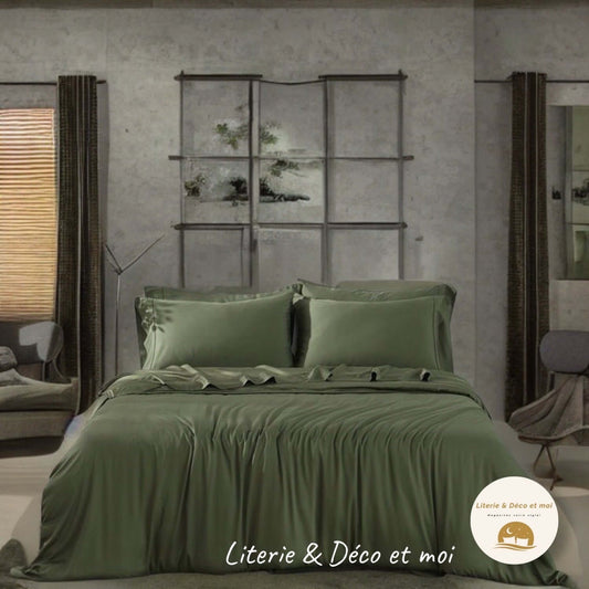 Ensemble de draps en rayonne de bambou (Vert)- Collection Literie-Déco et Moi Draps  ,disponible chez Literie-Déco et moi 