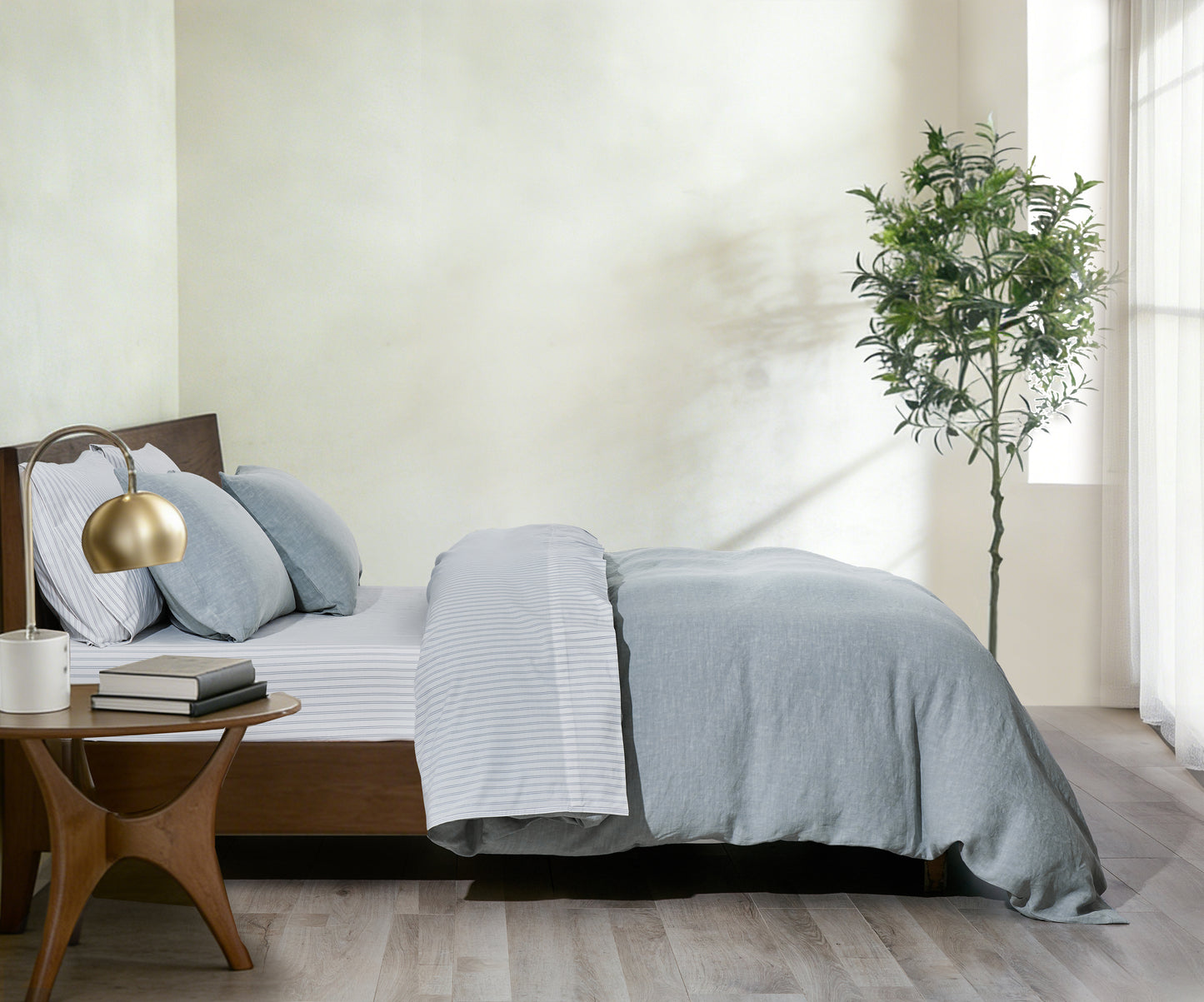 Ensemble de housse de couette Vintage Touch ( Bleu Égée ) - Housse de couette Daniadown - Literie-Déco et moi 