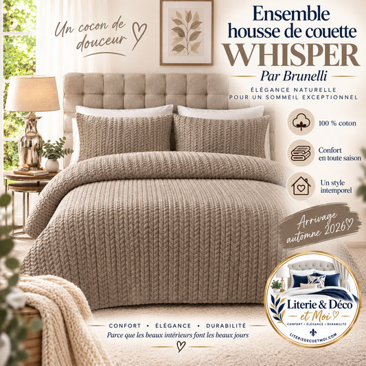 Ensemble housse de couette taupe Whisper- Par Brunelli