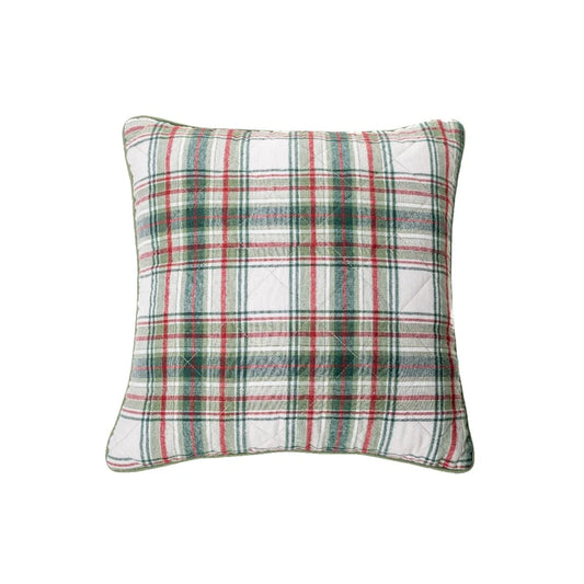 Coussin à carreaux vert et rouge Woody- Par Brunelli - Coussins Brunelli - Literie-Déco et moi 