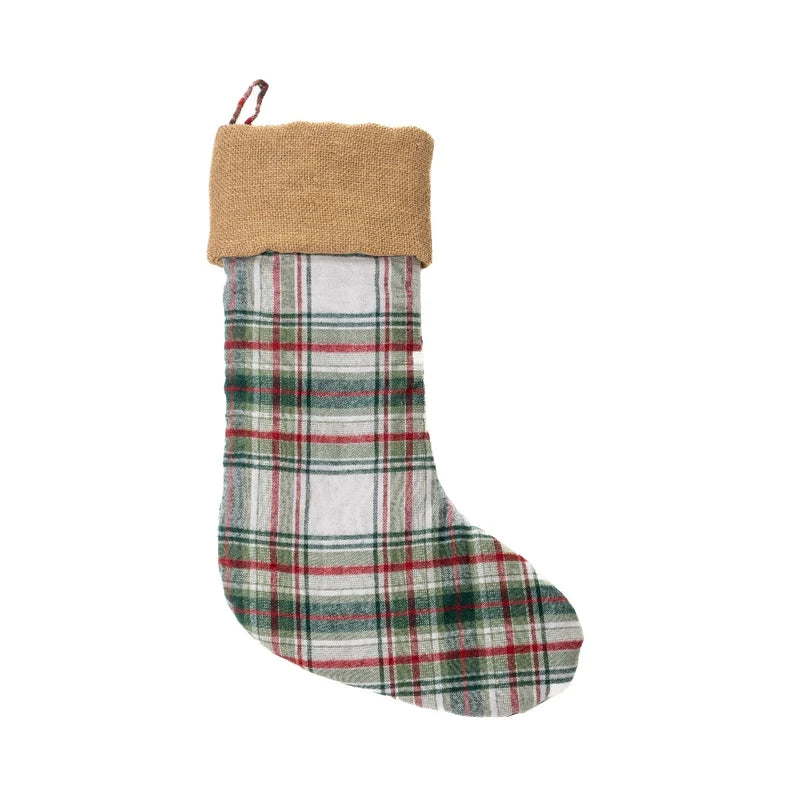 Bas de Noël à carreaux vert et rouge Woody- Par Brunelli (ARRIVAGE EN SEPTEMBRE ) - Coussins Brunelli - Literie-Déco et moi 