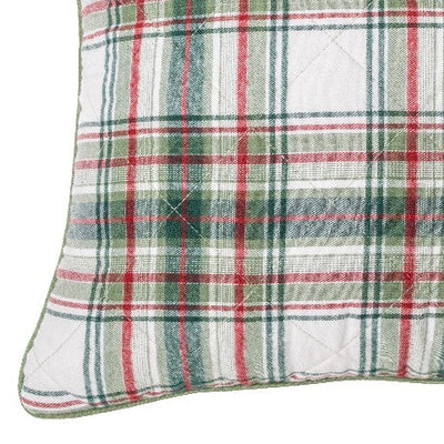 Coussin à carreaux vert et rouge Woody- Par Brunelli - Coussins Brunelli - Literie-Déco et moi 