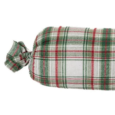 Coussin long à carreaux vert et rouge Woody- Par Brunelli - Cache coussin Brunelli - Literie-Déco et moi 