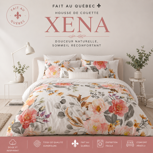 (Fait au Québec) Housse de couette XENA  ( Ensemble 4 pièces ) - Housse de couette CHÉNÉ - Literie-Déco et moi 