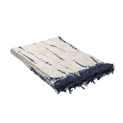 Jeté COZY- Bleu et blanc  ( 50''x60'') Jeté  ,disponible chez Literie-Déco et moi 