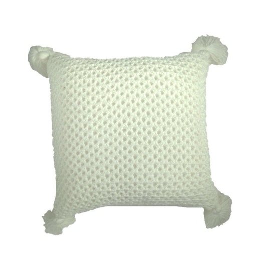 Coussin en tricot blanc JANICK (20'' x 20'')- Par Brunelli coussins  ,disponible chez Literie-Déco et moi 