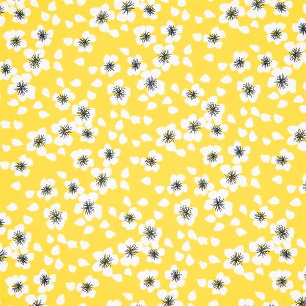 Nappe jaune à fleurs blanches RUDBECKIA  - Par Brunelli NAPPES  ,disponible chez Literie-Déco et moi 
