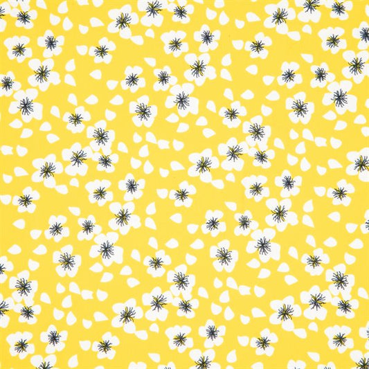 Nappe jaune à fleurs blanches RUDBECKIA  - Par Brunelli NAPPES  ,disponible chez Literie-Déco et moi 