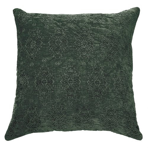 Oreiller européen en velours jacquard vert forêt TORO ( 25'' x 25'')- Par Brunelli coussins  ,disponible chez Literie-Déco et moi 