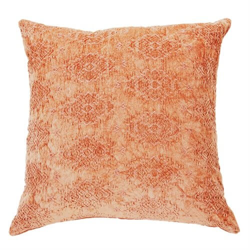 Oreiller européen en velours jacquard terracotta TORO ( 25'' x 25'')- Par Brunelli coussins  ,disponible chez Literie-Déco et moi 