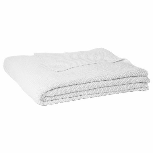 Couverture en tricot blanc CHARLY- Par Brunelli Couverture tricot  ,disponible chez Literie-Déco et moi 