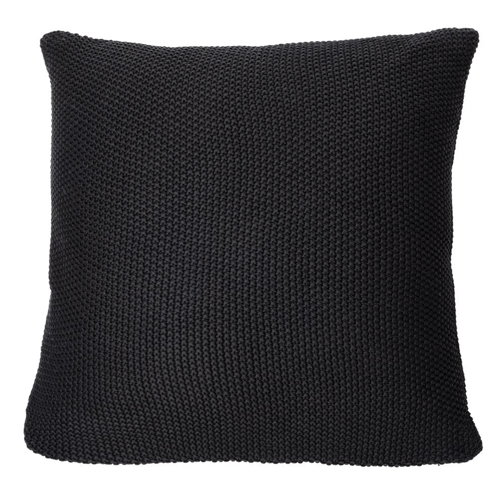 Oreiller européen en tricot noir CHARLY ( 25'' x 25'')- Par Brunelli coussins  ,disponible chez Literie-Déco et moi 