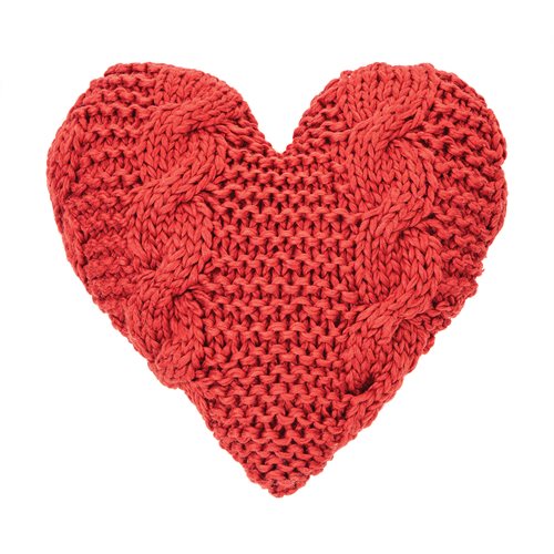 Coussin coeur en tricot rouge CINNAMON- PAR BRUNELLI coussins  ,disponible chez Literie-Déco et moi 