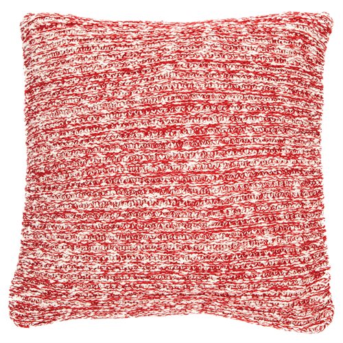 Coussin rouge et blanc Claudette ( 18'' x 18'') coussins  ,disponible chez Literie-Déco et moi 