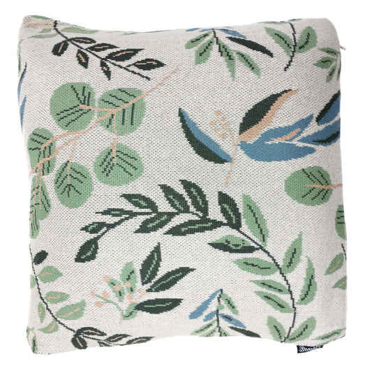 Coussin naturel avec feuillage NABELOU ( 18'' X 18'' )- Par Brunelli coussins  ,disponible chez Literie-Déco et moi 