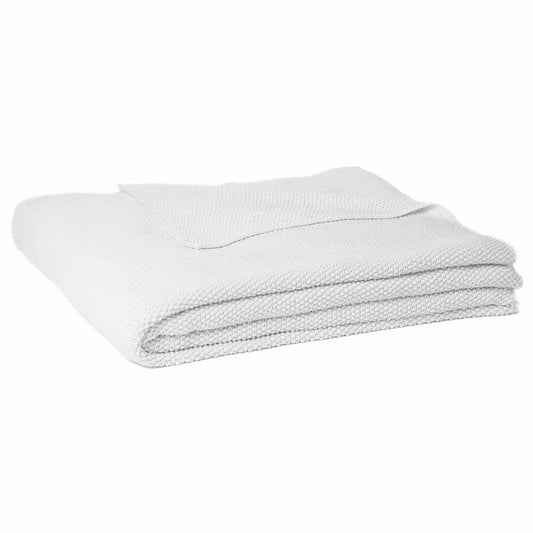 Couverture en tricot blanc CHARLY- Par Brunelli Couverture tricot  ,disponible chez Literie-Déco et moi 