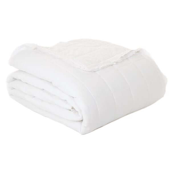 Couverture matelassée en lin piqué blanc POKE - Par Brunelli Couvre-lit  ,disponible chez Literie-Déco et moi 