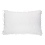 Couverture matelassée blanche à pompons ETHOS- Par Brunelli Couvre-lit  ,disponible chez Literie-Déco et moi 