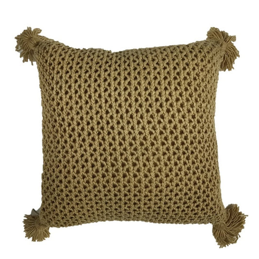 Coussin en tricot tan JANICK (20'' x 20'')- Par Brunelli coussins  ,disponible chez Literie-Déco et moi 